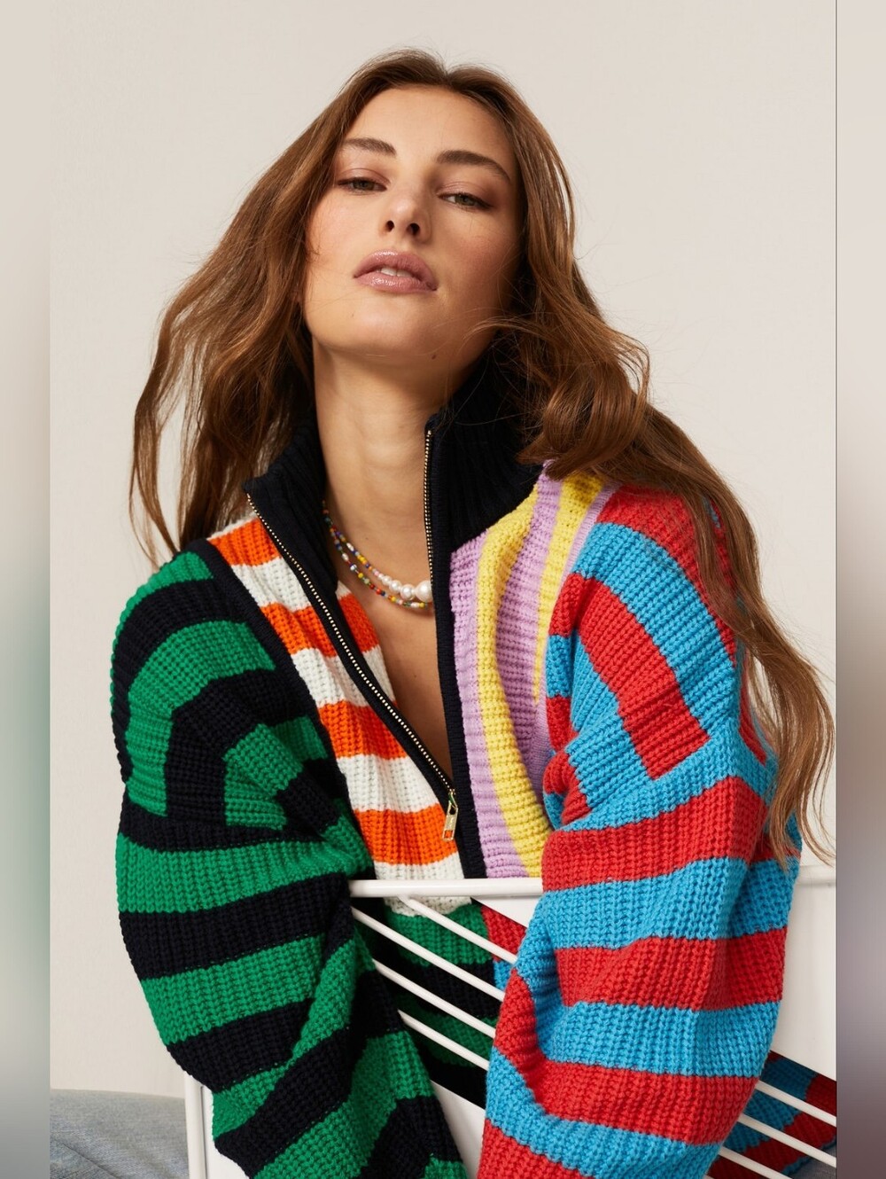 Staud Hampton sweater in cabana stripe, small - Picture 2 of 13